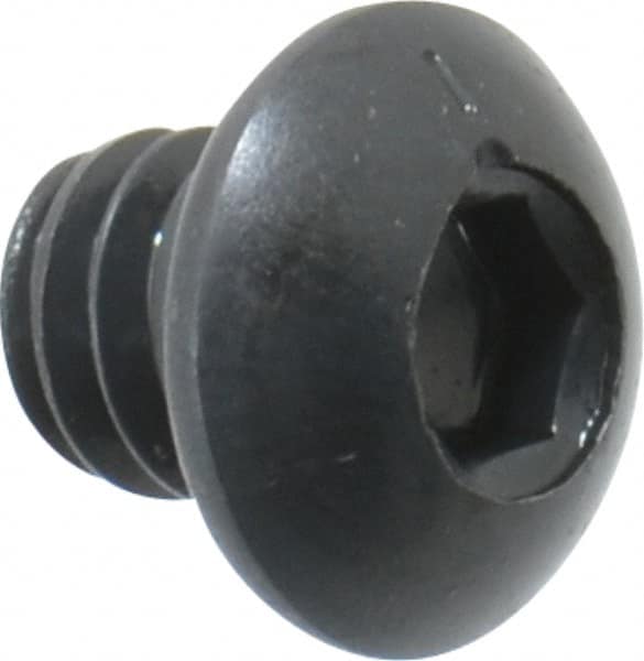 Made in USA - 1/4-20 UNC Hex Socket Drive, Button Screw - Alloy Steel, Black Oxide Finish, Fully Threaded, 1/4" Length Under Head - Caliber Tooling