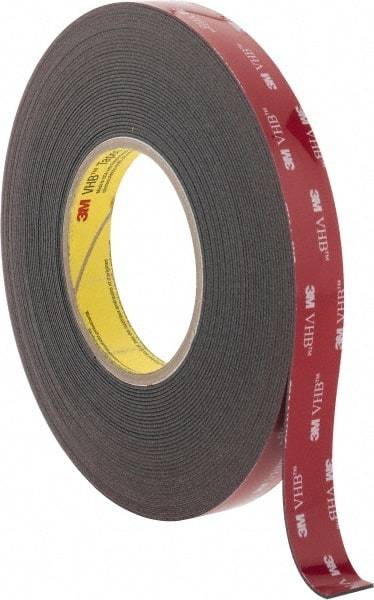 3M - 3/4" x 15 Yd Acrylic Adhesive Double Sided Tape - 45 mil Thick, Black, Acrylic Foam Liner, Continuous Roll, Series 5952 - Caliber Tooling