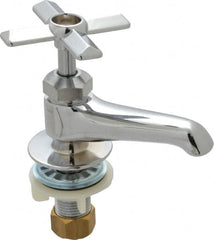 B&K Mueller - Standard, One Handle Design, Chrome, Round Deck Plate Single Mount Faucet - 4 Spoke Handle - Caliber Tooling