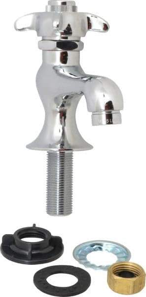 B&K Mueller - Standard, One Handle Design, Chrome, Round Deck Plate Single Mount Faucet - 4 Spoke Handle - Caliber Tooling