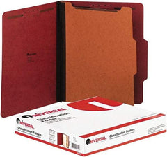 UNIVERSAL - 8-1/2 x 11", Letter Size, Red, Classification Folders with Top Tab Fastener - 2/5 Tab Cut Location - Caliber Tooling