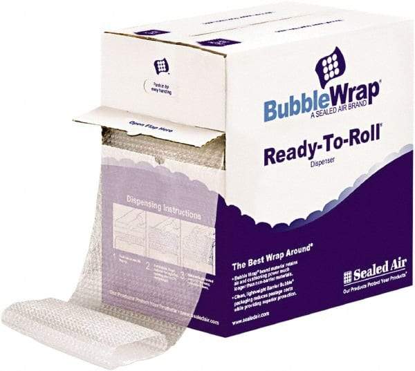 Sealed Air - 65' Long x 12" Wide x 1/2" Thick, Large Sized Bubble Roll - Clear - Caliber Tooling