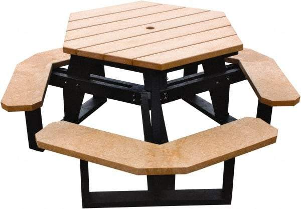 Vestil - 69-1/2" Long x 69-1/2" Wide x 30-1/2" High Stationary Activity/Utility Table without Back Rests - ADA Version - Cedar & Black, Plastic - Caliber Tooling