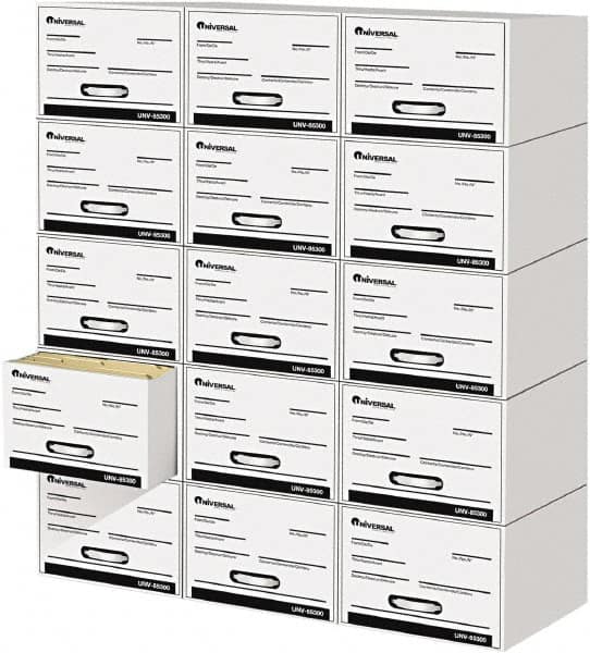 UNIVERSAL - 15 Compartment, 14 Inch Wide x 25-1/2 Inch Deep x 11-1/2 Inch High, File Storage Box - Plastic, White - Caliber Tooling