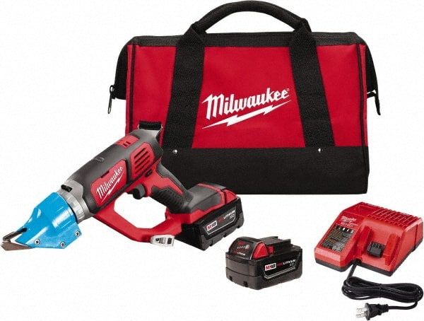 Milwaukee Tool - 3,000 SPM, 18 Volt, Inline Handle, Handheld Cordless Shear - Caliber Tooling