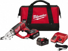 Milwaukee Tool - 3,000 SPM, 18 Volt, Inline Handle, Handheld Cordless Shear - 18 Gauge (Mild Steel) Cutting Capacity - Caliber Tooling