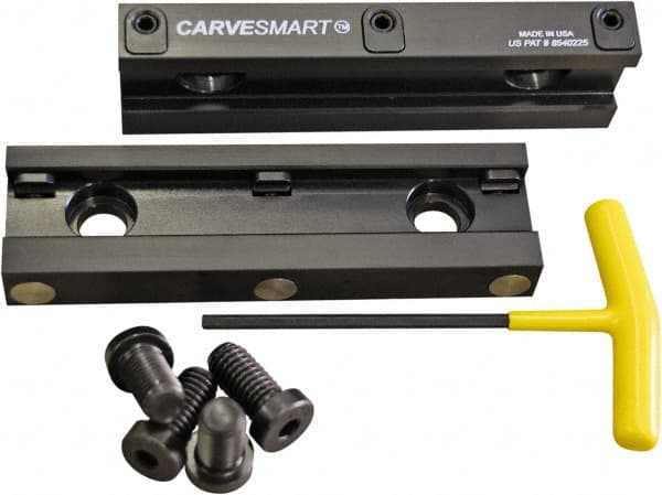 CarveSmart - 3/4" Jaw Width, 1.685" Jaw Height, 3/4" Jaw Thickness, Quick Change Jaw System Vise Jaw Sets - Aluminum, Bolt-On, 2 Jaws, Soft Jaws - Caliber Tooling