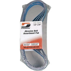 Dynabrade - 1/2" Wide x 24" OAL, 60 & 80 Grit, Zirconia Alumina Abrasive Belt - Zirconia Alumina, Coated & Nonwoven, X Weighted Cloth Backing, Wet/Dry - Caliber Tooling