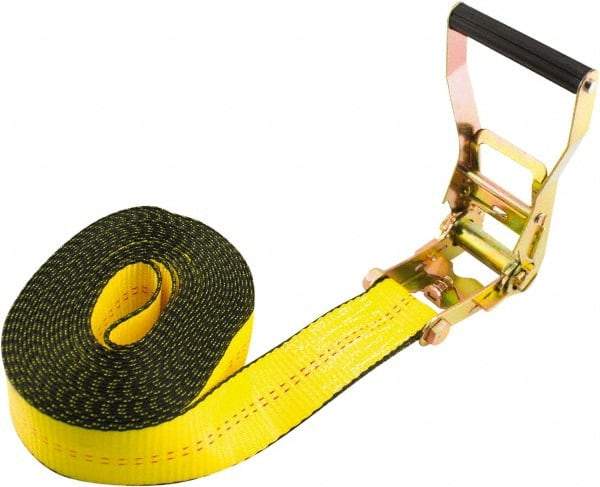 Erickson Manufacturing - 25' Long x 2" Wide, 10,000 Lb Basket Capacity, Polyester & Steel Web Sling - Yellow - Caliber Tooling