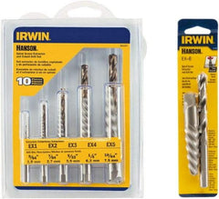 Irwin Hanson - 12 Piece Spiral Flute Screw Extractor & Drill Set - Screw Range 3/16 to 3/4, 5/8 to 7/8" - Caliber Tooling