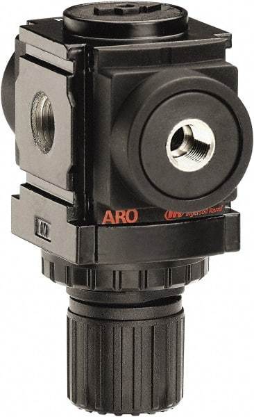 ARO/Ingersoll-Rand - 1/8 NPT Port, 45 CFM, Aluminum Miniature Regulator - 0 to 140 psi Range, 250 Max psi Supply Pressure, 1/8" Gauge Port Thread, 2.913" Wide x 3-9/16" High - Caliber Tooling