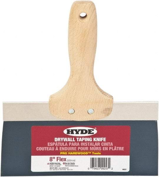 Hyde Tools - 8" Wide Flexible Blade Steel Joint Knife - Flexible, Hardwood Handle - Caliber Tooling