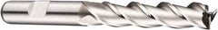 DORMER - 3 Flute Powdered Metal Roughing & Finishing Square End Mill - Uncoated, Weldon Shank, 40° Helix, Centercutting, Extra Long Length - Caliber Tooling