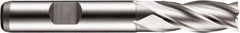 DORMER - 6 Flute Powdered Metal Roughing & Finishing Square End Mill - Uncoated, Weldon Shank, 30° Helix, Centercutting, Regular Length - Caliber Tooling