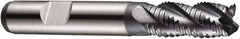 DORMER - 25mm Diam, Coarse Pitch, 45mm LOC, 6 Flute Powdered Metal Roughing Square End Mill - AlCrN Finish, 121mm OAL, 25mm Shank Diam, Single End, Extended Reach, Centercutting, 35° Helix - Caliber Tooling