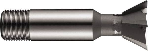 DORMER - 1-1/8" Diam x 0.4921" Width of Cut, 60° Included Angle, High Speed Steel Dovetail Cutter - 5/8" Shank Diam, Uncoated - Caliber Tooling