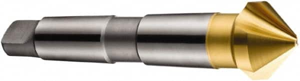 DORMER - 3 Flute 90° High Speed Steel Countersink - TiN Finish, 150mm OAL, Single End, Morse Taper Shank, Right Hand Cut - Caliber Tooling