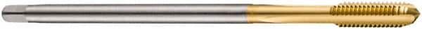 DORMER - M10x1.50 Metric Coarse 6H 3 Flute TiN Finish Cobalt Straight Flute Machine Tap - Bottoming, Right Hand Thread, 108mm OAL, 19mm Thread Length, Oversize - Exact Industrial Supply