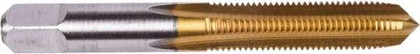 Union Butterfield - 5/8-11 UNC 3B 4 Flute TiN Finish High Speed Steel Straight Flute Standard Hand Tap - Bottoming, Right Hand Thread, 3-13/16" OAL, 1-13/16" Thread Length, H3 Limit, Oversize - Exact Industrial Supply