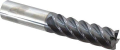 Accupro - 1", 5 Flute, Single End, Solid Carbide, 0.03" Corner Radius End Mill - 6" OAL, 45° Helix, Right Hand Flute, 3-1/4" LOC, Right Hand Cut - Caliber Tooling