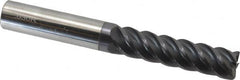 Accupro - 1/2", 5 Flute, Single End, Solid Carbide, 0.03" Corner Radius End Mill - 4" OAL, 45° Helix, Right Hand Flute, 2" LOC, Right Hand Cut - Caliber Tooling