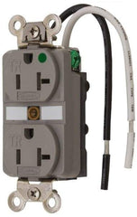 Hubbell Wiring Device-Kellems - 125 VAC, 20 Amp, 5-20R NEMA Configuration, Gray, Hospital Grade, Self Grounding Duplex Receptacle - 1 Phase, 2 Poles, 3 Wire, Flush Mount, Chemical, Corrosion and Impact Resistant, Tamper Resistant - Caliber Tooling