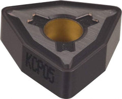 Kennametal - WNMG332 FW Grade KCP10 Carbide Turning Insert - TiCN/Al2O3 Finish, 80° Trigon, 3/8" Inscr Circle, 3/16" Thick, 1/32" Corner Radius - Caliber Tooling