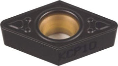 Kennametal - DCMT32.52 MF Grade KCM15 Carbide Turning Insert - TiCN/Al2O3 Finish, 55° Diamond, 3/8" Inscr Circle, 5/32" Thick, 1/32" Corner Radius - Caliber Tooling