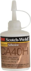 3M - 1 oz Bottle Yellow Instant Adhesive - Series CA40H, 5 to 40 sec Fixture Time, 24 hr Full Cure Time, Bonds to Cardboard, Cork Board, Fabric, Fiberglass, Foam, Metal, Paper, Plastic, Rubber & Vinyl - Caliber Tooling