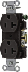 Hubbell Wiring Device-Kellems - 125 Volt, 20 Amp, 5-20R NEMA Configuration, Black, Specification Grade, Self Grounding Duplex Receptacle - 1 Phase, 2 Poles, 3 Wire, Flush Mount - Caliber Tooling