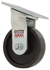 Value Collection - 5" Diam x 1-1/2" Wide x 6-1/2" OAH Top Plate Mount Swivel Caster - Polyolefin, 550 Lb Capacity, Delrin Bearing, 4 x 4-1/2" Plate - Caliber Tooling