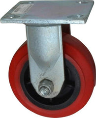 Value Collection - 5" Diam x 2" Wide x 6-1/2" OAH Top Plate Mount Rigid Caster - Polyurethane, 600 Lb Capacity, Roller Bearing, 4 x 4-1/2" Plate - Caliber Tooling