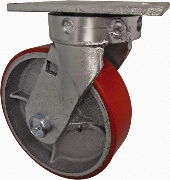 Value Collection - 8" Diam x 2-1/2" Wide x 10-1/8" OAH Top Plate Mount Swivel Caster - Polyurethane, 1,800 Lb Capacity, Roller Bearing, 4-1/2 x 6-1/2" Plate - Caliber Tooling