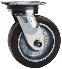 Albion - 3-1/4" Diam x 2" Wide x 5-1/4" OAH Top Plate Mount Swivel Caster - Phenolic, 800 Lb Capacity, Roller Bearing, 4 x 4-1/2" Plate - Caliber Tooling