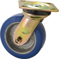 Albion - 6" Diam x 2" Wide x 7-1/2" OAH Top Plate Mount Swivel Caster - Polyurethane, 1,100 Lb Capacity, Roller Bearing, 4 x 4-1/2" Plate - Caliber Tooling