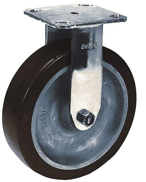 Albion - 6" Diam x 2" Wide x 7-1/2" OAH Top Plate Mount Rigid Caster - Phenolic, 900 Lb Capacity, Roller Bearing, 4 x 4-1/2" Plate - Caliber Tooling