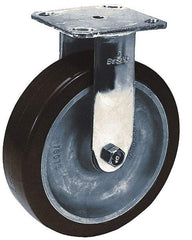 Albion - 8" Diam x 2" Wide x 9-1/2" OAH Top Plate Mount Rigid Caster - Polyurethane, 900 Lb Capacity, Roller Bearing, 4 x 4-1/2" Plate - Caliber Tooling