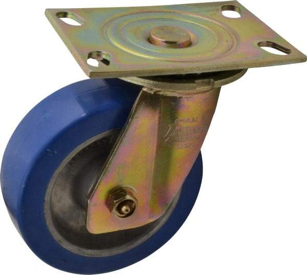 Albion - 6" Diam x 2" Wide x 7-1/2" OAH Top Plate Mount Swivel Caster - Polyurethane, 1,750 Lb Capacity, Sealed Roller Bearing, 4-1/2 x 6-5/16" Plate - Caliber Tooling