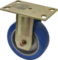 Albion - 6" Diam x 2" Wide x 7-1/2" OAH Top Plate Mount Rigid Caster - Polyurethane, 1,750 Lb Capacity, Sealed Roller Bearing, 4-1/2 x 6-5/16" Plate - Caliber Tooling