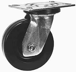 Albion - 6" Diam x 2" Wide x 7-1/2" OAH Top Plate Mount Swivel Caster - Phenolic, 1,500 Lb Capacity, Sealed Roller Bearing, 4-1/2 x 6-5/16" Plate - Caliber Tooling