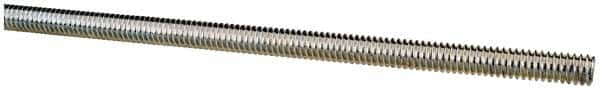 Made in USA - 1/4-20 UNC (Coarse), 6' Long, Low Carbon Steel Threaded Rod - Zinc-Plated Finish, Right Hand Thread - Caliber Tooling