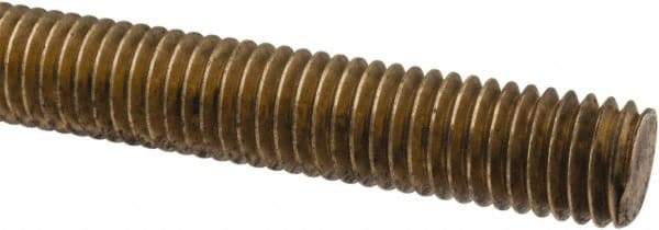 Made in USA - 1/2-13 UNC (Coarse), 6' Long, Brass Threaded Rod - Right Hand Thread - Caliber Tooling