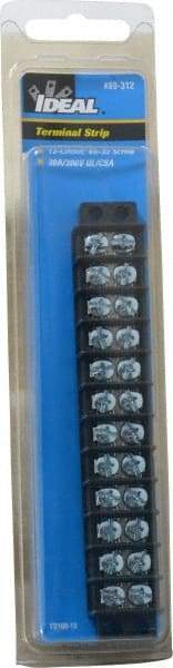 Ideal - 12 Poles, 300 Volt, 30 Amp, -40 to 266°F, Polyester Thermoplastic, Polyester Thermoplastic Multipole Terminal Block - Zinc Plated Steel, 22 to 14 AWG Compatibility, 0.41 Inch High - Caliber Tooling