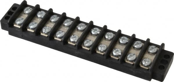 Ideal - 10 Poles, 300 Volt, 30 Amp, -40 to 266°F, Polyester Thermoplastic, Polyester Thermoplastic Multipole Terminal Block - Zinc Plated Steel, 22 to 12 AWG Compatibility, 0.56 Inch High - Caliber Tooling