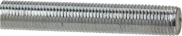 Made in USA - 3/8-24 UNF (Fine), 6' Long, Low Carbon Steel Threaded Rod - Zinc-Plated Finish, Right Hand Thread - Caliber Tooling