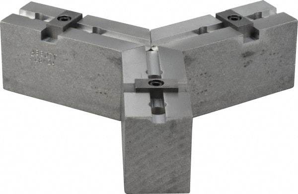 Abbott Workholding Products - Tongue & Groove Attachment, Square Soft Lathe Chuck Jaw - 3 Jaws, Aluminum, 1-3/4" Btw Mount Hole Ctrs, 4" Long x 1-1/2" Wide x 2" High, 5/16" Groove, 3/8" Fastener - Caliber Tooling