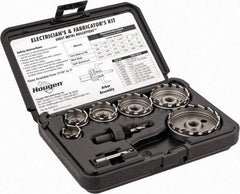 Hougen - 11 Piece, 7/8 to 2-1/2" Cutter Diam, 1/8" Cutting Depth, High Speed Steel Annular Cutter Set - Bright Finish, 3/8" Shank Diam, 7/8, 1-1/8, 1-3/8, 1-3/4, 2, 2-1/2" Cutter Diams, 3 Flats on Shank - Caliber Tooling