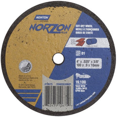 4″ × 0.035″ × 3/8″ NorZon Plus Small Diameter Cut-Off Wheel Type 01 Straight Aluminum Oxide - Caliber Tooling