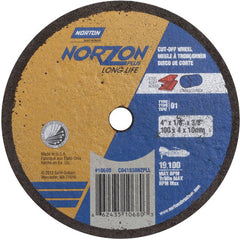 4″ × 1/8″ × 3/8″ NorZon Plus Small Diameter Cut-Off Wheel Type 01 Straight Aluminum Oxide - Caliber Tooling