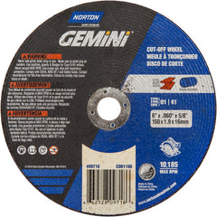 150 mm × 1.6 mm × 5/8″ Gemini Circular Saw Cut-Off Wheel U57A 36 Q Type 01/41 - Caliber Tooling